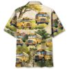 School Bus Vintage Water Color Hawaiian Shirt, Beach Hawaiian Shirt, Summer Aloha Shirt, Hawaiian Men Women